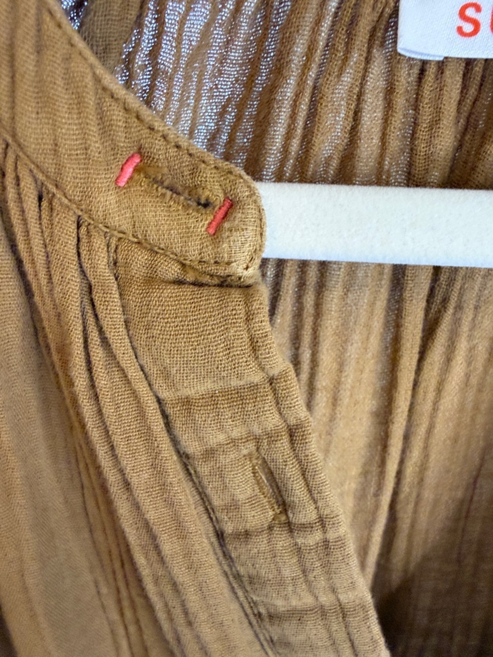 Sundry Mustard Lightweight Gauze Henley Dress - Picture 8 of 9